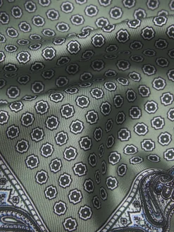 Hot Brioni and charcoal grey silk pocket square Aqua green