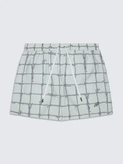 Outlet Brioni Aqua green and navy blue linen cuban shirt