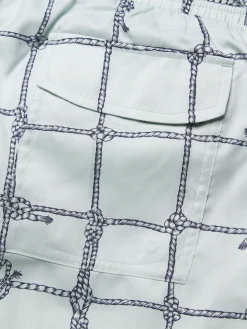 Outlet Brioni Aqua green and navy blue linen cuban shirt