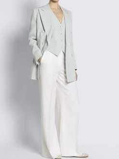 Hot Brioni Aqua green silk cady double-breasted Flavia jacket
