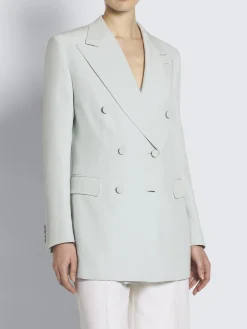 Hot Brioni Aqua green silk cady double-breasted Flavia jacket