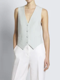 Hot Brioni Aqua green silk cady double-breasted Flavia jacket