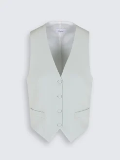Outlet Brioni Aqua green silk cady waistcoat