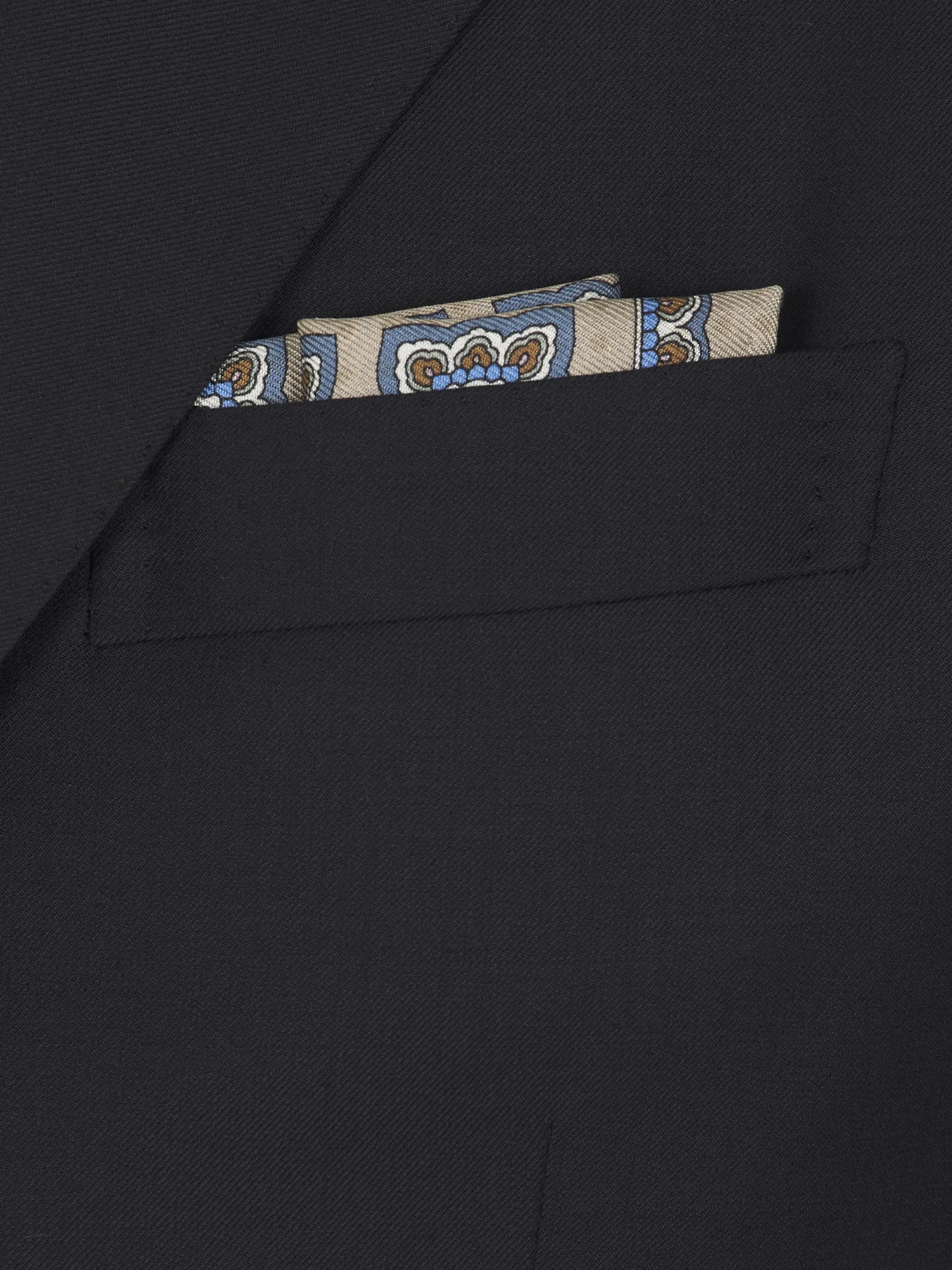 Discount Brioni and light blue motif silk pocket square Beige