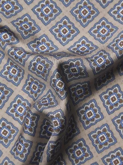 Discount Brioni and light blue motif silk pocket square Beige