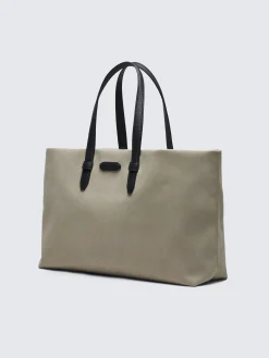Hot Brioni Beige and midnight blue cotton and grained calfskin tote bag