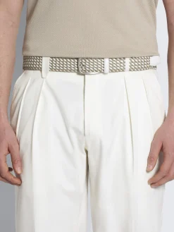 Discount Brioni Beige and white cotton and calf leather braided belt