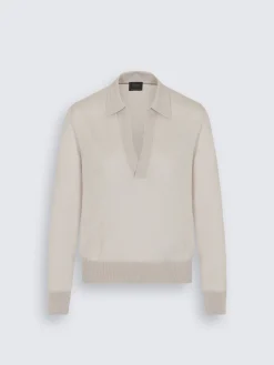 Best Brioni Beige cashmere and silk long-sleeved polo