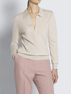 Best Brioni Beige cashmere and silk long-sleeved polo