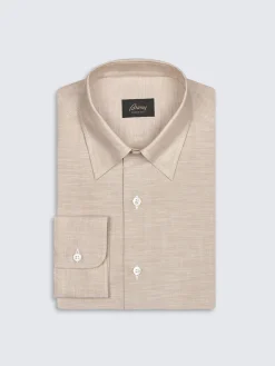Discount Brioni cotton hidden button-down shirt Beige