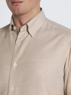 Discount Brioni cotton hidden button-down shirt Beige