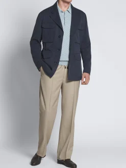 Hot Brioni Beige herringbone wool and silk Asolo trousers
