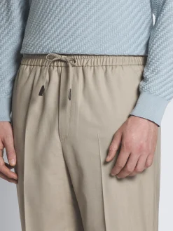 Hot Brioni Beige herringbone wool and silk Asolo trousers