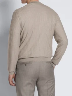 Clearance Brioni Beige jacquard cashmere and silk crewneck sweater