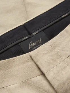 Discount Brioni linen and cotton Pienza trousers Beige