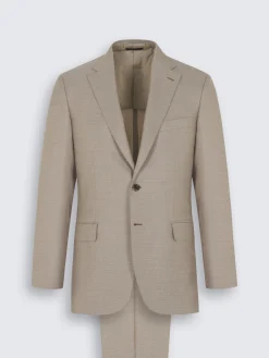 Clearance Brioni micro-checked Super 150's wool and silk Brunico suit Beige