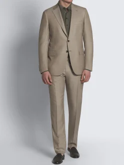 Clearance Brioni micro-checked Super 150's wool and silk Brunico suit Beige