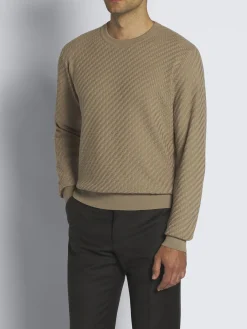 Sale Brioni organic cotton, silk and cashmere Trama weave sweater Beige
