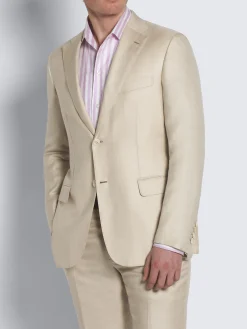 Fashion Brioni Beige silk, cashmere and linen slab twill Ravello jacket