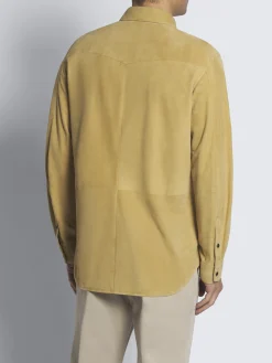 Discount Brioni suede western shirt Beige