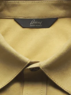 Discount Brioni suede western shirt Beige