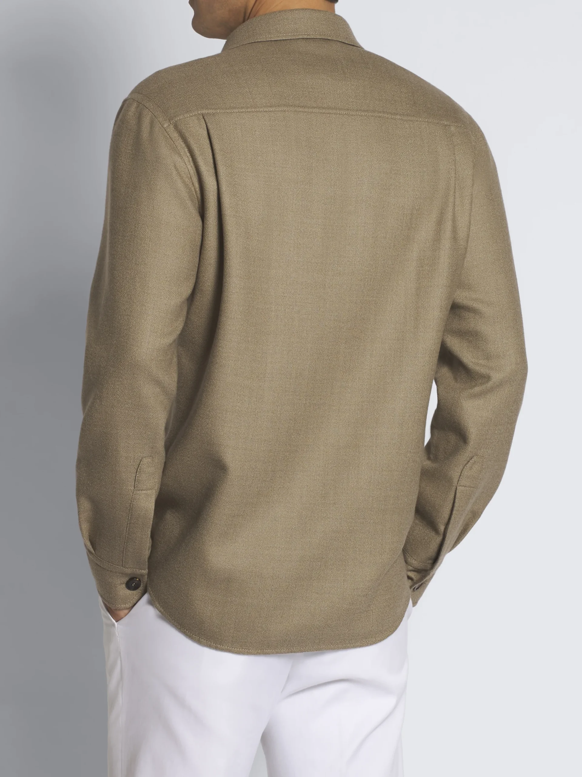 Fashion Brioni wool double-splittable Vagabond overshirt Beige