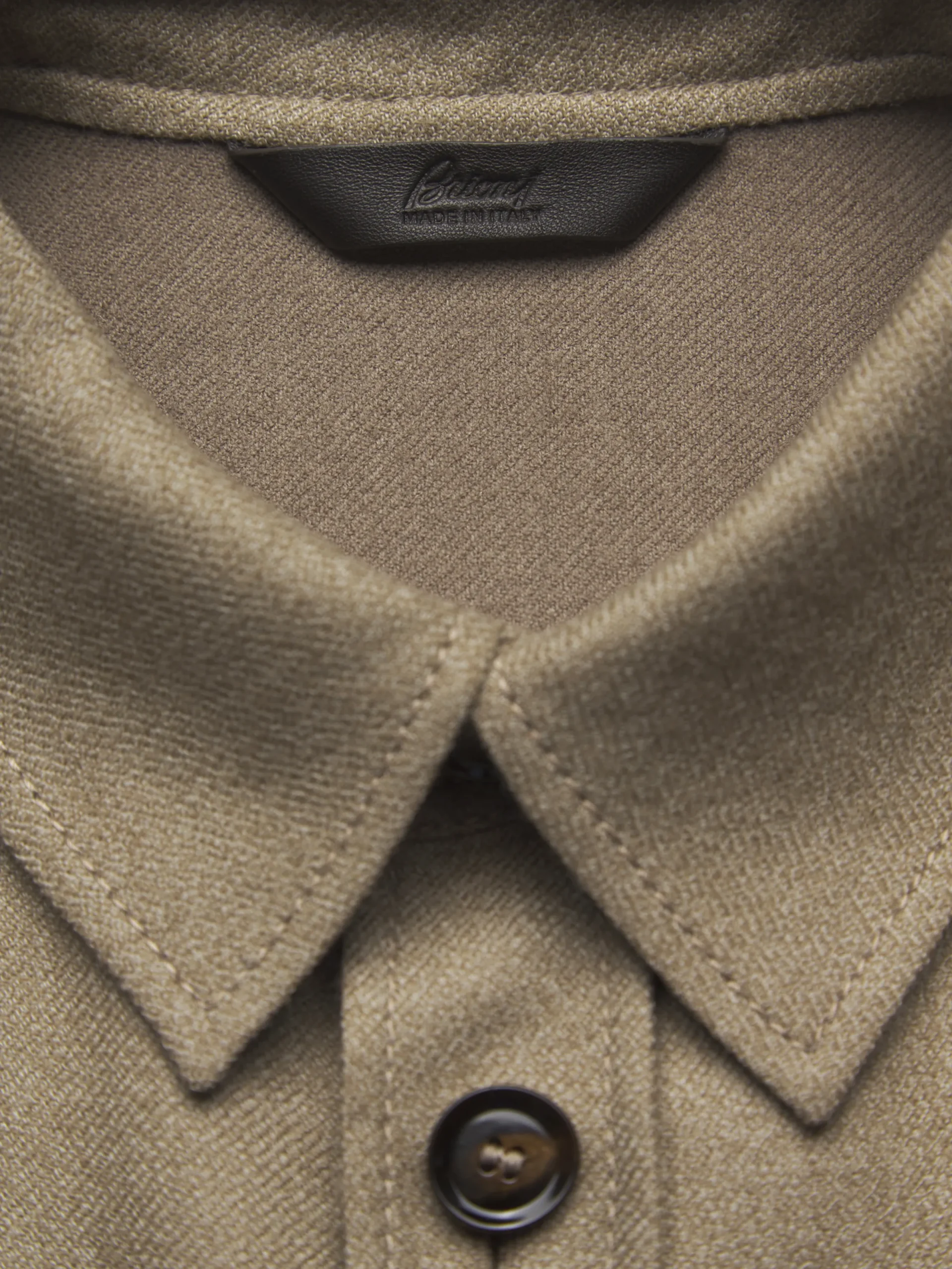 Fashion Brioni wool double-splittable Vagabond overshirt Beige