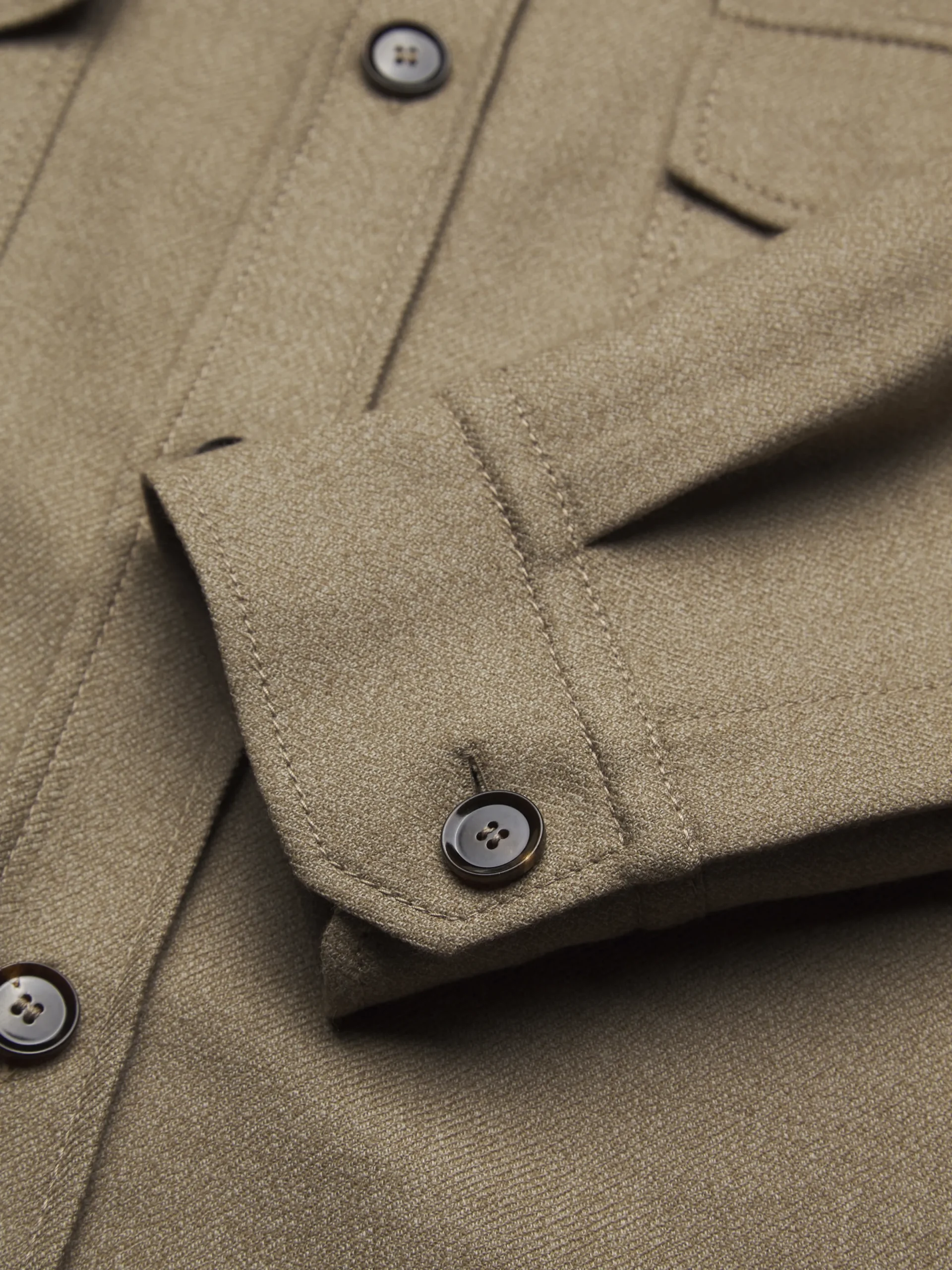 Fashion Brioni wool double-splittable Vagabond overshirt Beige