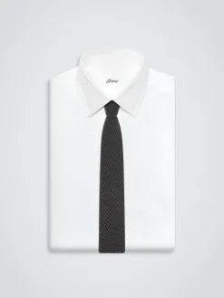 Discount Brioni and charcoal tricot tie Black