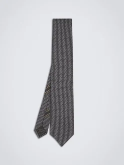 Online Brioni and dark grey micro motif jacquard silk tie Black