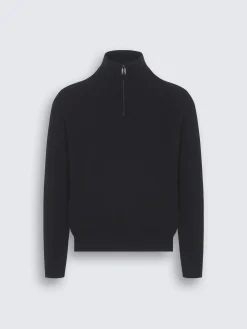 Outlet Brioni Black and navy blue cashmere and wool half-zip mockneck sweater