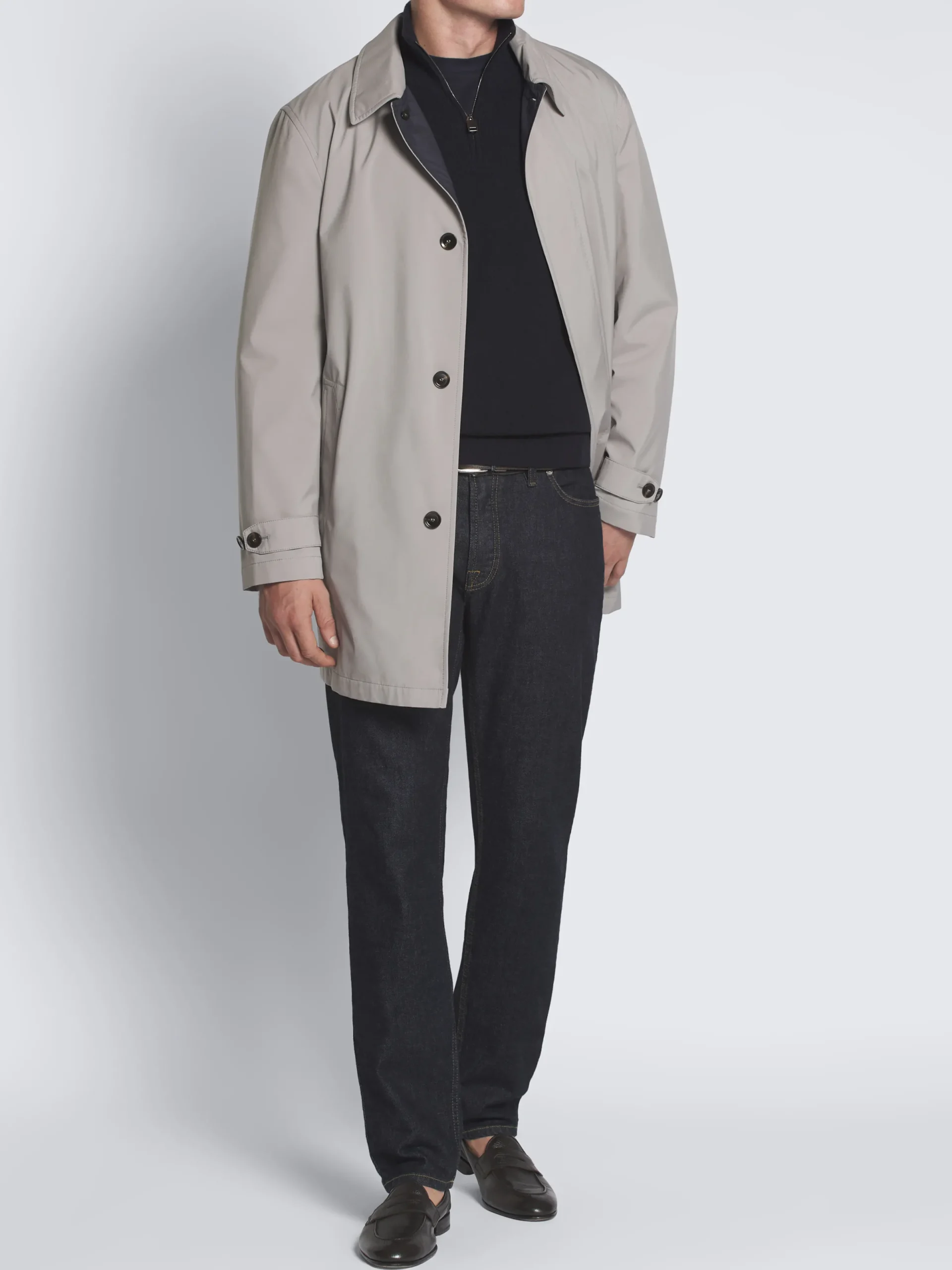 Outlet Brioni Black and navy blue cashmere and wool half-zip mockneck sweater