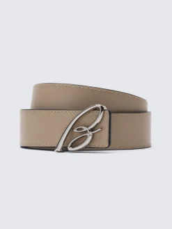 Discount Brioni and taupe calfskin and grained leather reversible belt Black