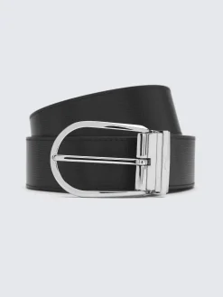 Online Brioni calf and grained leather reversible belt Black