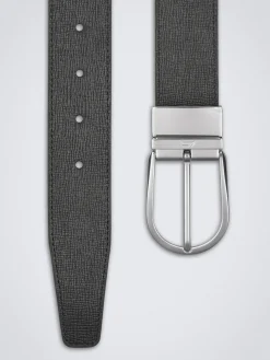 Online Brioni calf and grained leather reversible belt Black