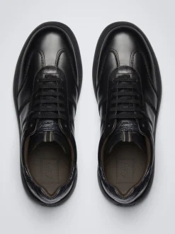 Clearance Brioni calfskin and alligator Olympia sneakers Black