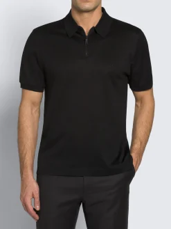 Sale Brioni cotton zip polo Black