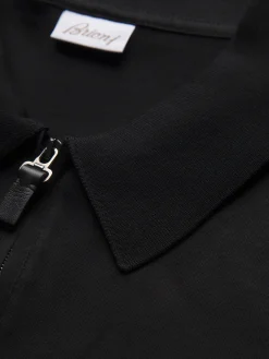 Sale Brioni cotton zip polo Black