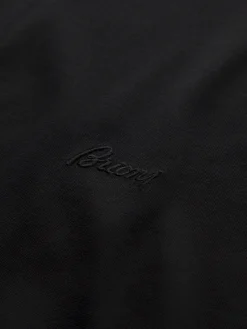 Sale Brioni cotton zip polo Black