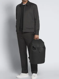 Clearance Brioni grained leather backpack Black