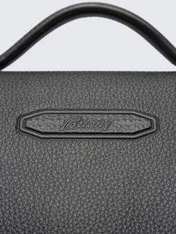 Clearance Brioni grained leather backpack Black