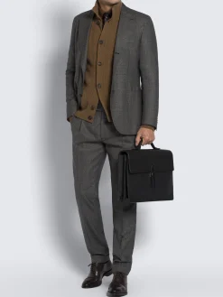 Fashion Brioni grained leather briefcase Black