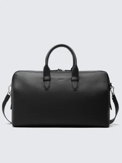Online Brioni grained leather duffle bag Black