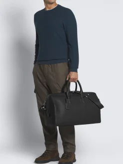 Online Brioni grained leather duffle bag Black