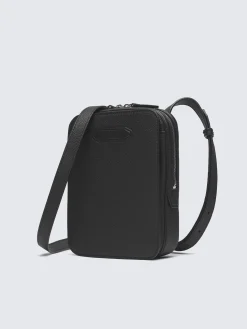 New Brioni grained leather messenger bag Black