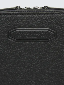 New Brioni grained leather messenger bag Black