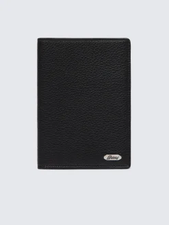 Hot Brioni grained leather passport holder Black