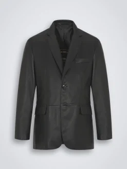 Outlet Brioni leather Monti blazer Black