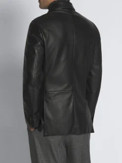 Outlet Brioni leather Monti blazer Black