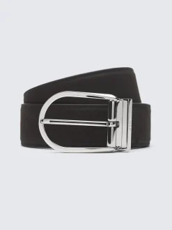 Fashion Brioni nubuck and calf leather adjustable belt Black